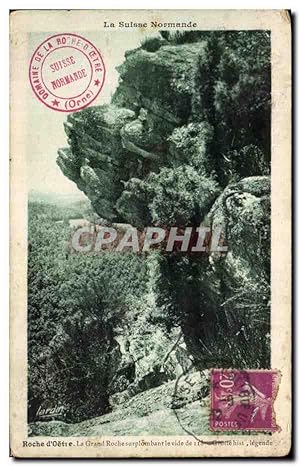 Carte Postale Ancienne Roche d'Oetre La Grand Rocher surplombant le vide