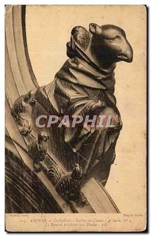 Imagen del vendedor de Carte Postale Ancienne Amiens Cathdrale Stalles Du Choeur Serie Le Poules a la venta por CPAPHIL