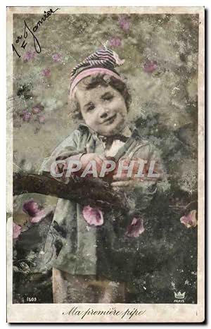 Imagen del vendedor de Carte Postale Ancienne Fantaisie Enfant Garcon Ma premiere pipe Tabac a la venta por CPAPHIL