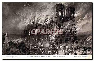 Seller image for Carte Postale Ancienne La Cathdrale de Reims en Feu Dessin de Fraiport d'Apres les Annales Militaria for sale by CPAPHIL