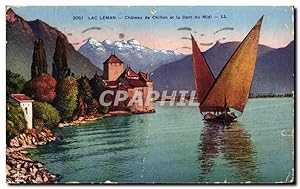 Bild des Verkufers fr Carte Postale Ancienne Lac Leman Chteau de Chillon et la Dent du Midi zum Verkauf von CPAPHIL