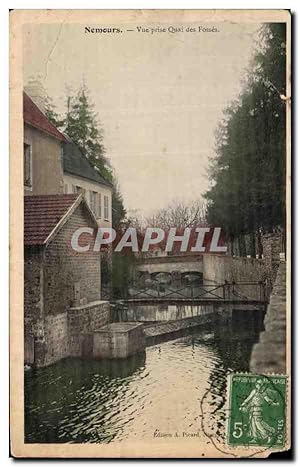 Carte Postale Ancienne Nemours vue Prise Quai des Fosses