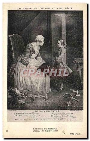 Bild des Verkufers fr Carte Postale Ancienne Fantaisie Maitres de l'estampe La gouvernante Chardin Lepicie zum Verkauf von CPAPHIL