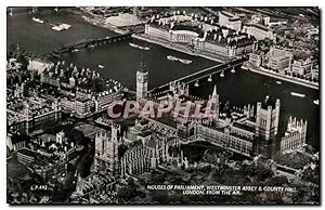 Seller image for Carte Postale Ancienne Houses Of Parliament Westminster Abbey County Hall London Drom The Air for sale by CPAPHIL