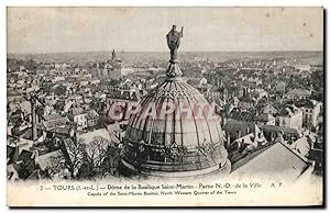 Carte Postale Ancienne Tours Dome de la Basilique Saint Martin Partie de la Ville cupola of the S...