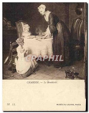 Bild des Verkufers fr Carte Postale Ancienne Chardin Le Benedicite Musee Du Louvre Paris zum Verkauf von CPAPHIL