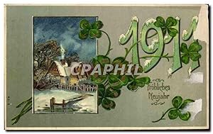 Carte Postale Ancienne Fantaisie Nouvel an 1911 Trefles