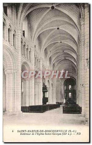 Carte Postale Ancienne Saint martin De Boscherville Eglise Saint Georges intérieur