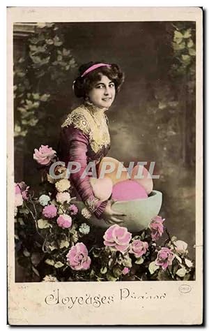 Bild des Verkufers fr Carte Postale Ancienne Fantaisie Femme Pques oeufs zum Verkauf von CPAPHIL