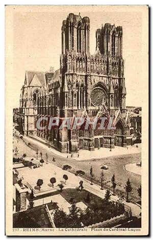 Seller image for Carte Postale Ancienne Reims La Cathdrale Place Du Cardinal Lucon for sale by CPAPHIL