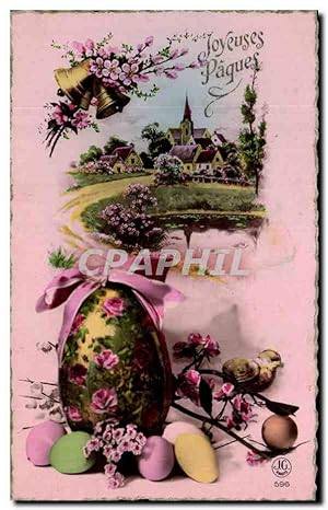 Bild des Verkufers fr Carte Postale Ancienne Fantaisie Fleurs Pques oeufs zum Verkauf von CPAPHIL