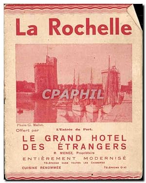 Bild des Verkufers fr Feuillet La Rochelle Le Grand Htel Des Etrangers Pharmacie Gaudin Place du MArche zum Verkauf von CPAPHIL