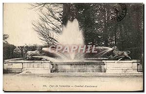 Imagen del vendedor de Carte Postale Ancienne Parc de Versailles Combat d'animaux Lion a la venta por CPAPHIL