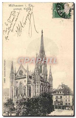 Carte Postale Ancienne Mulhausen i Els Protest Kirche