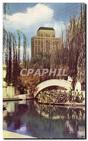 Carte Postale Ancienne San Antonio River With Alamo Bank In distance