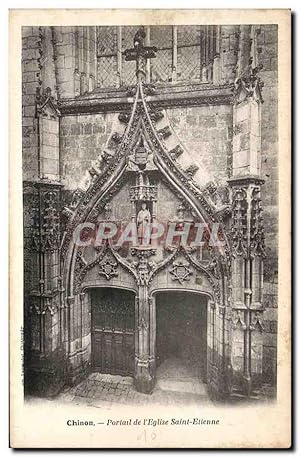 Bild des Verkufers fr Carte Postale Ancienne Chinon Portail de l'Eglise Saint Etienne Publicite Eugene St Remy Rue du Siam Brest zum Verkauf von CPAPHIL