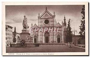 Bild des Verkufers fr Carte Postale Ancienne Flrenze Chiesa di S Croce e monumento a Dante Alighieri zum Verkauf von CPAPHIL