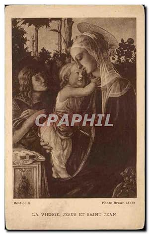 Image du vendeur pour Carte Postale Ancienne La Vierge Jesus Et Saint Jean Botticelli mis en vente par CPAPHIL
