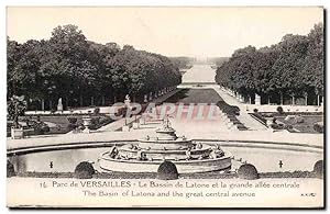 Bild des Verkufers fr Carte Postale Ancienne Parc de Versailles Le Bassin de Latone et la grande alle centrale The Basin of latona and the great central avenue zum Verkauf von CPAPHIL