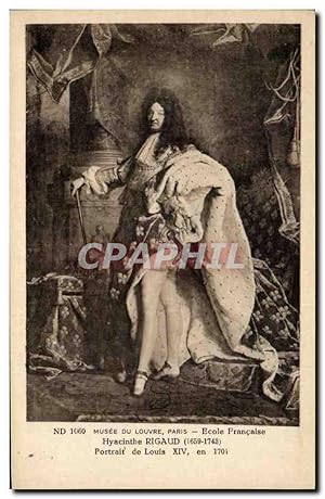 Bild des Verkufers fr Carte Postale Ancienne Musee Du Louvre Paris Ecole franaise Hyacinthe Rigaud Louis XIV zum Verkauf von CPAPHIL