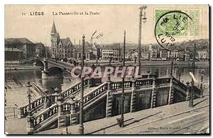 Carte Postale Ancienne Liege La Passerelle et la Poste
