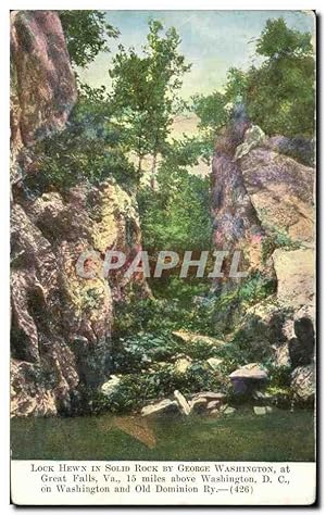 Bild des Verkufers fr Carte Postale Ancienne Lock Hewn In Solid Rock By George Washington At Great Falls Mles zum Verkauf von CPAPHIL