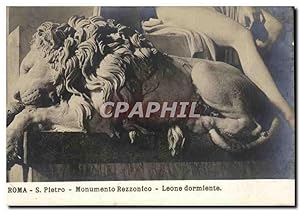 Bild des Verkufers fr Carte Postale Ancienne Roma Pietro Monumento Rezzonico Leone Dormiente Lion zum Verkauf von CPAPHIL