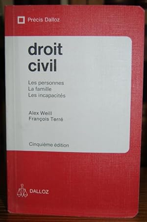 Bild des Verkufers fr DROIT CIVIL. Les personnes. La famille. Les incapacites zum Verkauf von Fbula Libros (Librera Jimnez-Bravo)