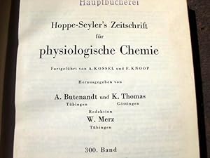 Imagen del vendedor de Hoppe-Seyler's Zeitschrift fr physiologische Chemie, fortgefhrt von A. (Albrecht) Kossel und F. (Franz) Knoop. Herausgegeben von A. Butenandt (Tbingen) und K. Thomas (Gttingen). 300.Band. Mit 81 Abbildungen im Text. Erstausgabe. a la venta por Versandantiquariat Abendstunde