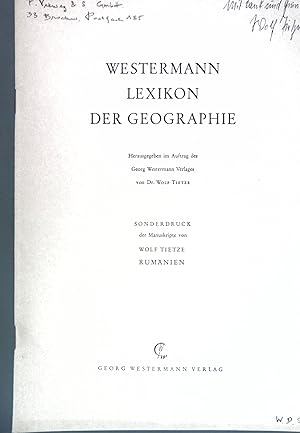 Image du vendeur pour Rumnien; Sonderdruck aus: Westermanns Lexikon der Geographie; mis en vente par books4less (Versandantiquariat Petra Gros GmbH & Co. KG)
