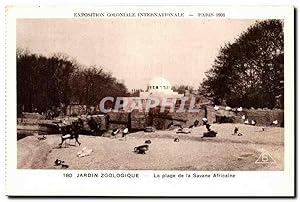 Image du vendeur pour Carte Postale Ancienne Expostion Coloniale Internationale Paris Jardin Zoologique la Plage de la Savane Africane mis en vente par CPAPHIL