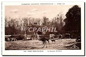 Image du vendeur pour Carte Postale Ancienne Expostion Coloniale Internationale Paris Parc Zoologique La savane Africaine Autruches Zebres mis en vente par CPAPHIL