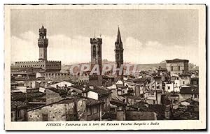 Imagen del vendedor de Carte Postale Ancienne Firenze Panorama Con le Torri del Palasso Vecchio Bargello e Badia a la venta por CPAPHIL