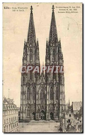 Bild des Verkufers fr Carte Postale Ancienne Koln Dom Westseite zum Verkauf von CPAPHIL