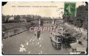 Carte Postale Ancienne Charenton Arrivee du bateau de Paris Peniches