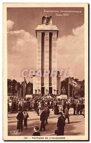 Seller image for Carte Postale Ancienne Expostition Internationale Paris 1937 Pavillon De L'Allemagne Drapeau nazi for sale by CPAPHIL