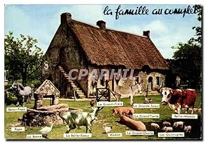 Carte Postale Moderne La Famille au complete Chevre Vaches Cochons Cheval Ane