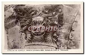 Bild des Verkufers fr Carte Postale Ancienne Eglise De Cunault Monstre a plusieurs Tetes Symbole de la bete de l'Apocalypse zum Verkauf von CPAPHIL