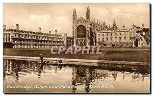 Carte Postale Ancienne Cambridge King's and Clare Calleges From River
