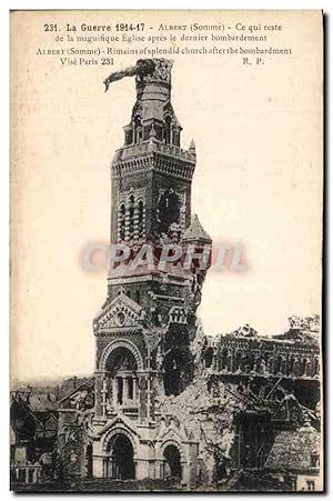 Carte Postale Ancienne Albert Ce Qui reste de la magnifique Eglise Militaria