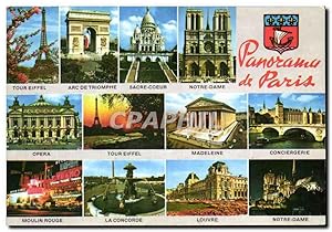 Seller image for Carte Postale Moderne Panorama de Paris Tour Eiffel Arc de Triomphe Sacre Coeur Opera for sale by CPAPHIL