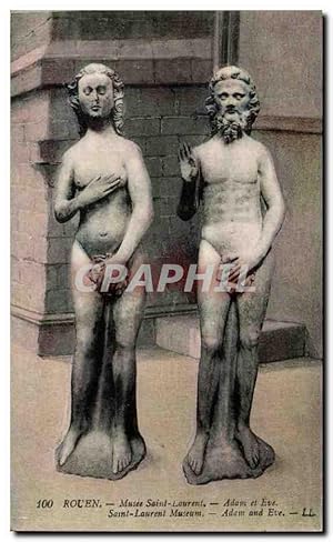 Bild des Verkufers fr Carte Postale Ancienne Rouen Musee Saint Laurent Adam et Eve zum Verkauf von CPAPHIL
