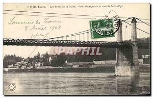 Image du vendeur pour Carte Postale Ancienne Tours Les bords de la Loire Pont Bonaparte et vue de Saint Cyr mis en vente par CPAPHIL