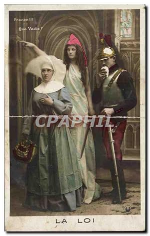 Bild des Verkufers fr Carte Postale Ancienne France Quo vadis La Loi Dragon Religieuse marianne Militaria zum Verkauf von CPAPHIL