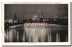 Carte Postale Ancienne Paris Exposition Internationale Des Arts Decoratifs vue De Nuit Tour Eiffel