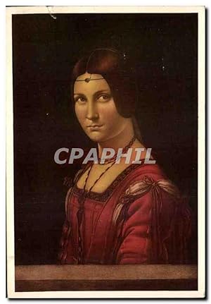 Bild des Verkufers fr Carte Postale Ancienne Portrait Presume De Lucrezia Crivelli Leonard de Vinci Musee du Louvre Paris zum Verkauf von CPAPHIL