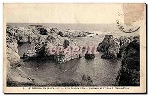 Carte Postale Ancienne Le Pouliguen A La Grande Cote Rochers et Crique a Pierre Plate