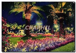 Carte Postale Ancienne Nice Le Jardin du Roi Albert 1er (effet de nuit)