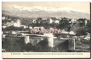 Carte Postale Ancienne Granada Vista générale de la Athambra Sterra Nevada desda los Murallas de ...