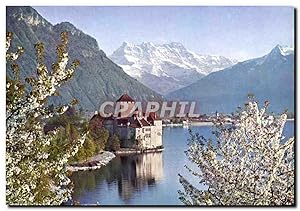 Seller image for Carte Postale Moderne Chteau de Chillon et dents du midi en avril for sale by CPAPHIL